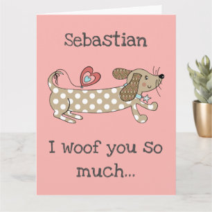 Carte de la Saint-Valentin Chien Saucisse personna