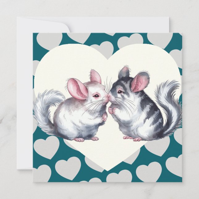 Carte de la Saint-Valentin Chinchillas qui s'embra (Devant)