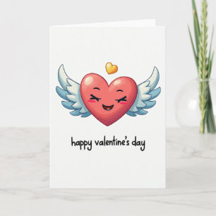 Carte de la Saint-Valentin Cœur à Ailes Rouges