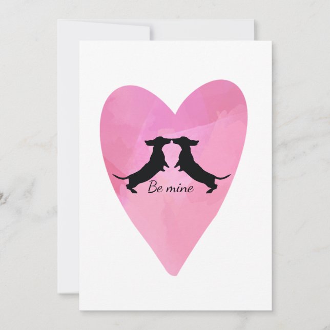 Carte de la Saint-Valentin Cœur Rose pour Teckel (Devant)