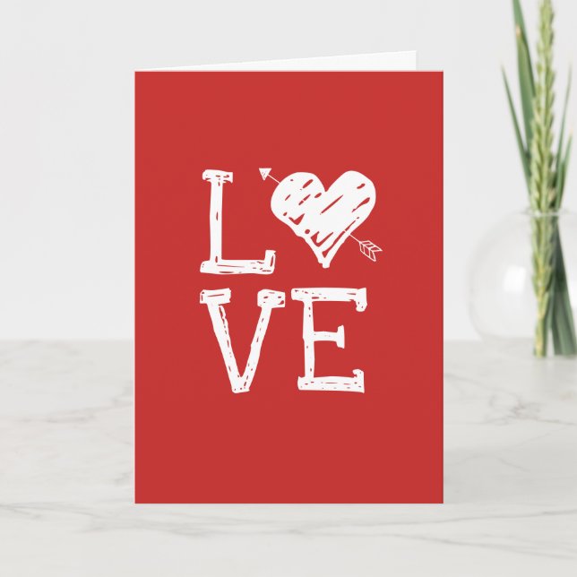 Carte de la Saint-Valentin Cœur Rouge Amour Écritu (Devant)