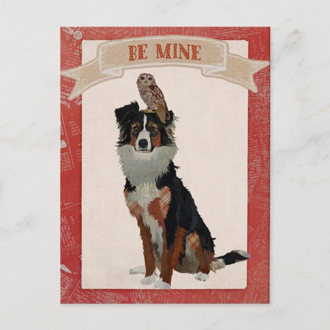 Carte de la Saint-Valentin COLLIE & OWL (Devant)