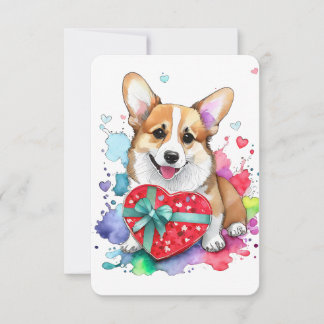 Carte de la Saint Valentin Corgi - Chien d'aquarel