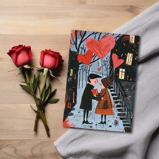 Carte de la Saint-Valentin - Couple se promenant d