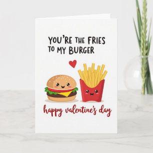 Carte de la Saint-Valentin Cute Burger Fries