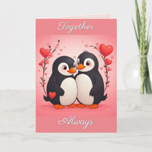 Carte de la Saint-Valentin d'amour de pingouin ens