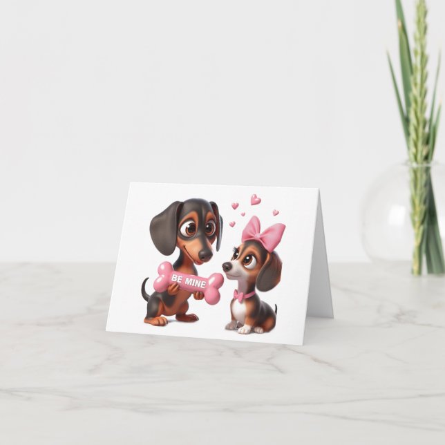 Carte de la Saint-Valentin de dachshund animé (Devant)