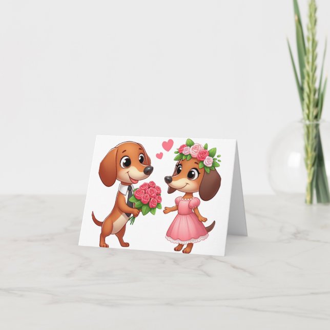 Carte de la Saint-Valentin de dachshund animée (Devant)
