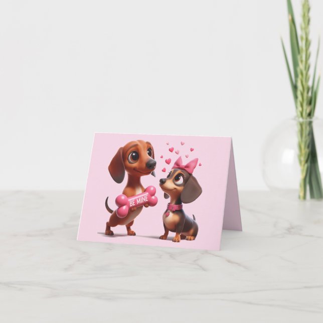 Carte de la Saint-Valentin de dachshund animée (Devant)