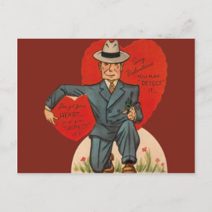 Carte de la Saint-Valentin de détective rétro vint