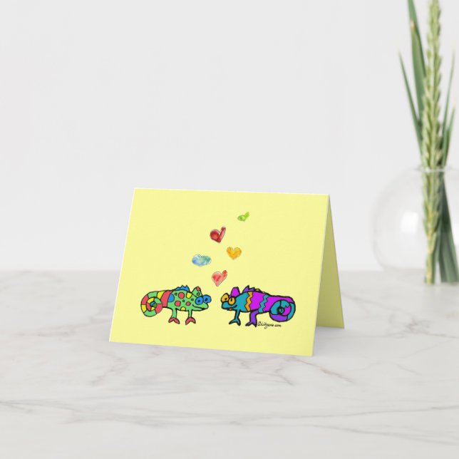 Carte de la Saint-Valentin de deux caméléons de de (Devant)