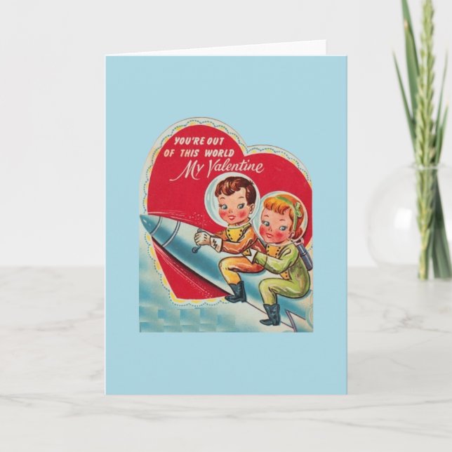 Carte de la Saint-Valentin de l'astronaute rétro R (Devant)