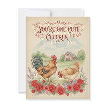 Carte de la Saint-Valentin de poulet vintage migno