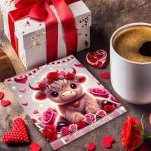 Carte de la Saint-Valentin de vache des Highlands