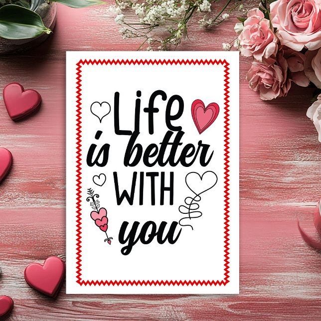 Carte de la Saint-Valentin dessinée à la main en r (Romantic Sketch Hand Drawn Valentine Card Red Black)