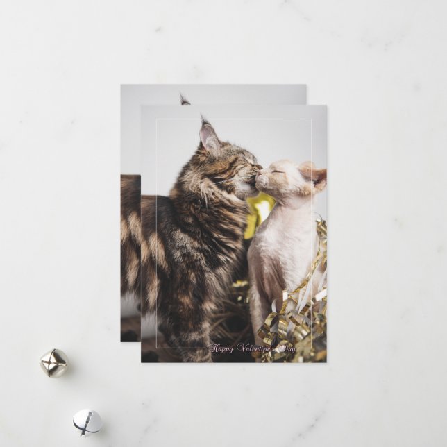 Carte de la Saint-Valentin "Deux Chats" (Devant/Arrière en situation)