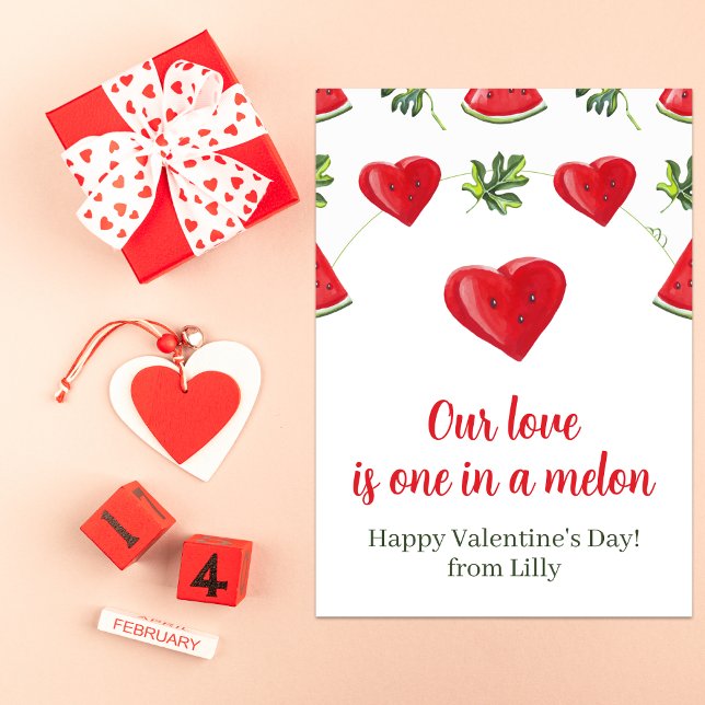 Carte de la Saint-Valentin douce cœur de melon rou (Créateur téléchargé)