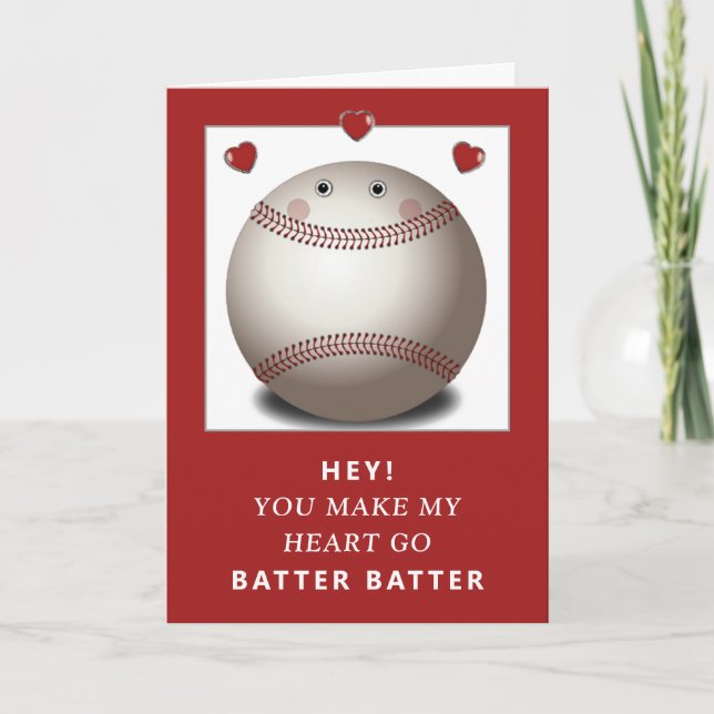 carte de la Saint-Valentin drôle de baseball (Devant)