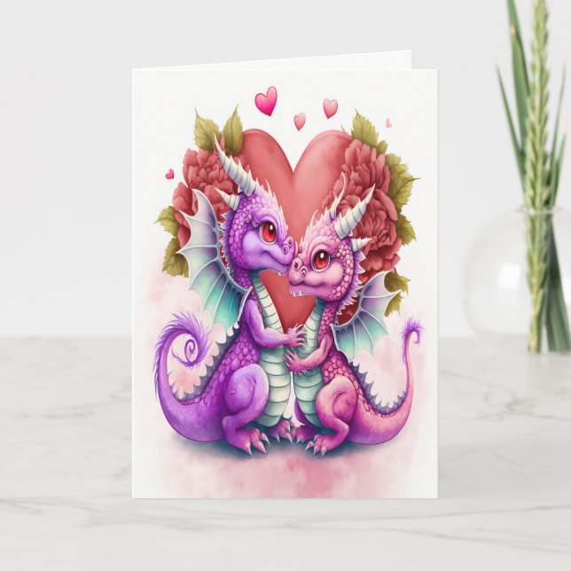 Carte de la Saint-Valentin du couple de dragons vi (Devant)