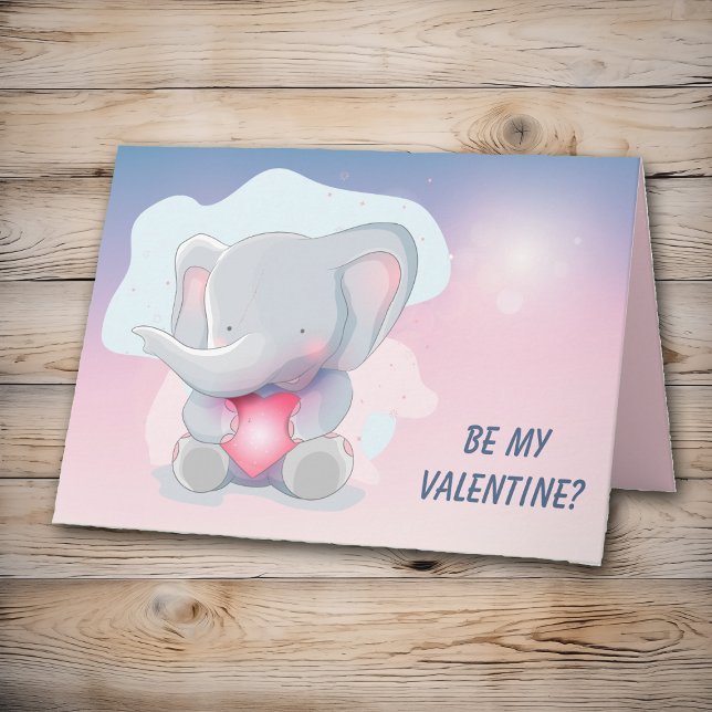 Carte de la Saint-Valentin éléphant bébé mignon (Créateur téléchargé)