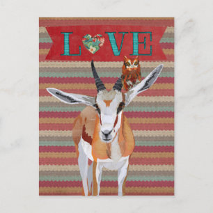 Carte de la Saint-Valentin GAZELLE & HIBOU