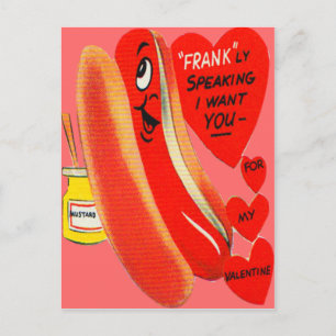 Carte de la Saint-Valentin Hot Dog Rétro Vintage
