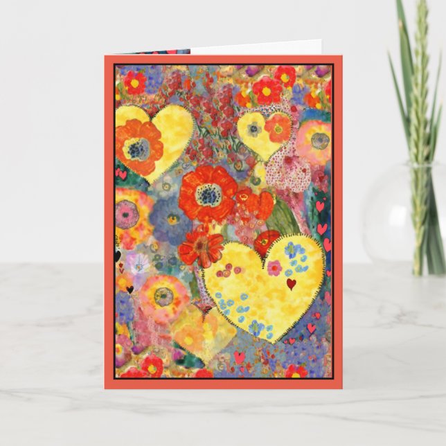 Carte de la Saint-Valentin joyeuse avec des cœurs  (Devant)