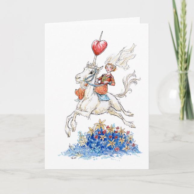 Carte de la Saint-Valentin Licorne et Princesse (Devant)
