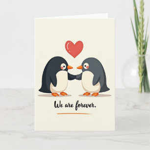 Carte de la Saint-Valentin Manchots Mignons Pour T