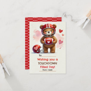 Carte de la Saint-Valentin ours en peluche footbal