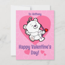 Carte de la Saint-Valentin Ourson Cupidon Mignon