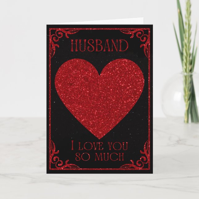 Carte de la Saint-Valentin Pailletée pour Mari (Devant)