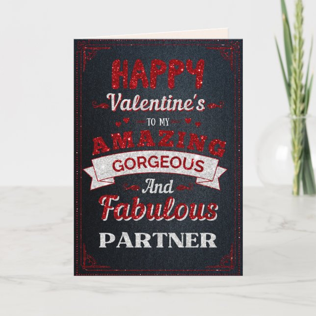 Carte de la Saint-Valentin pailletée pour mon part (Devant)