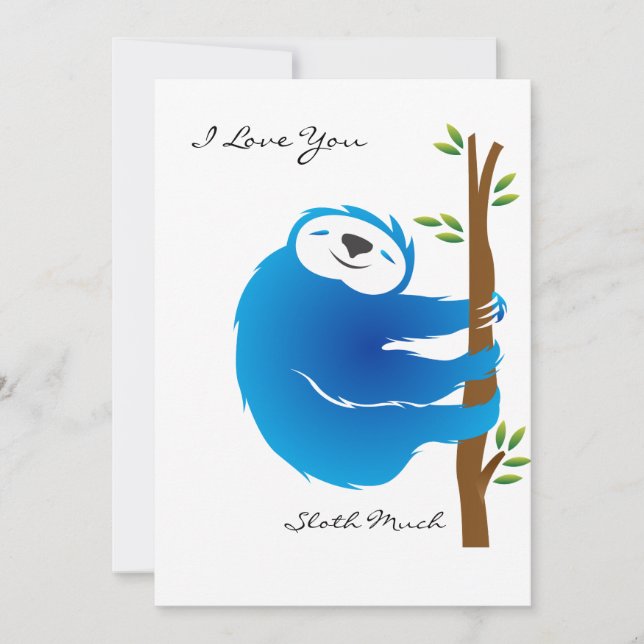 Carte de la Saint-Valentin Paresseux je t'aime tel (Devant)