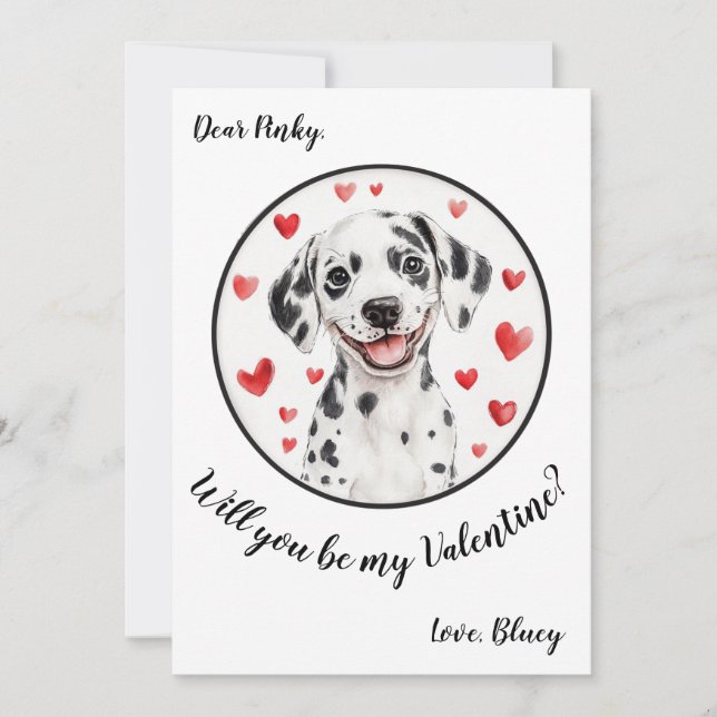 Carte de la Saint-Valentin personnalisable Dalmati (Devant)