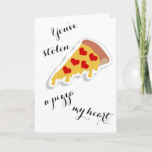 Carte de la Saint-Valentin Pizza Pun Mignonne