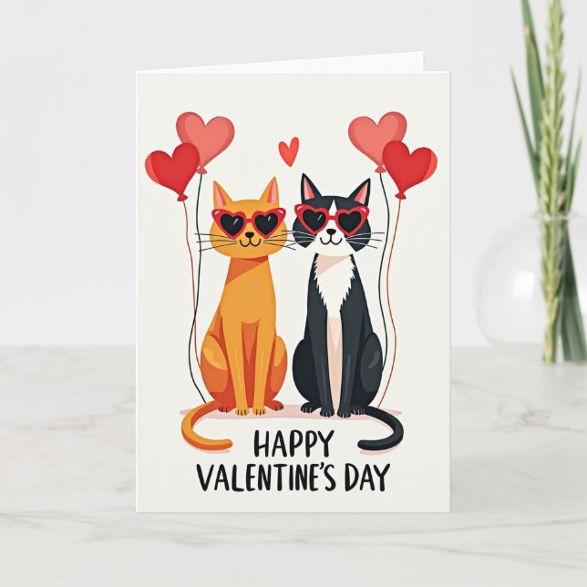 Carte de la Saint-Valentin pour 2 chats mignons (Devant)