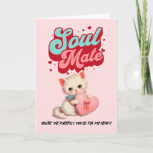 Carte de la Saint-Valentin pour chat rétro âme sœu