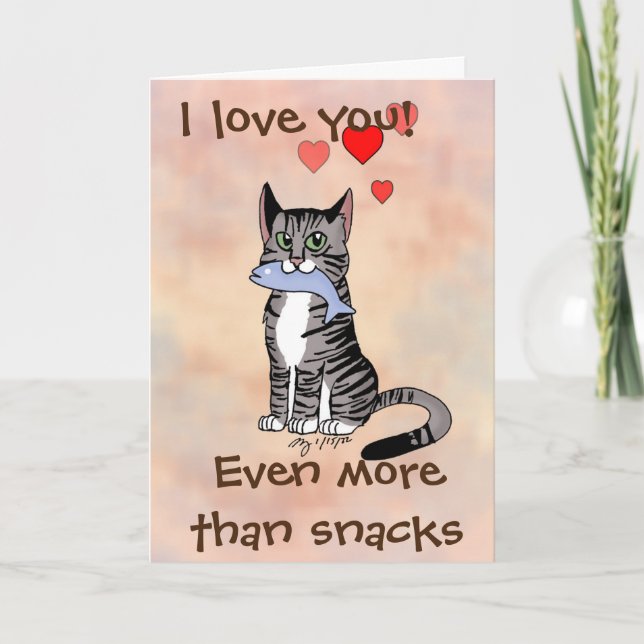 Carte de la Saint-Valentin pour chat Tabby Snack B (Devant)