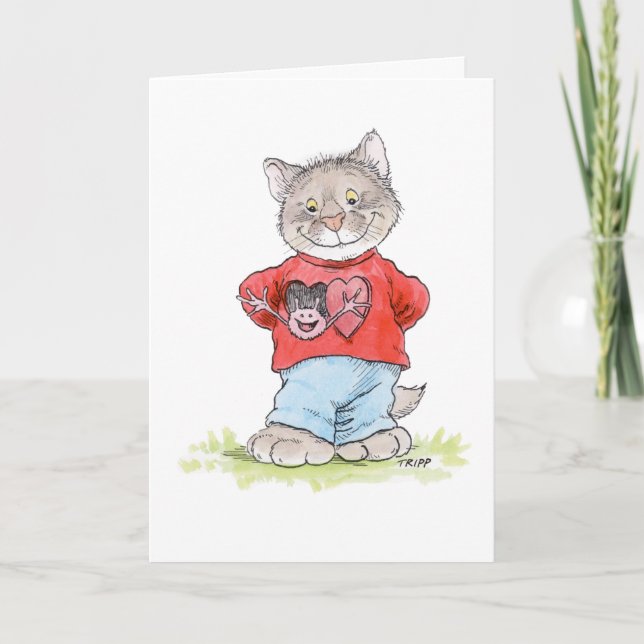 Carte de la Saint-Valentin pour chaton d'amour gra (Devant)