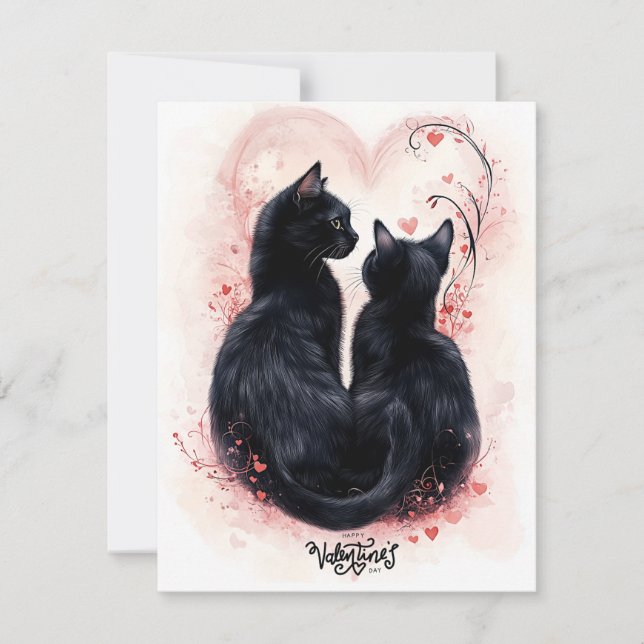Carte de la Saint-Valentin pour chats noirs protec (Devant)