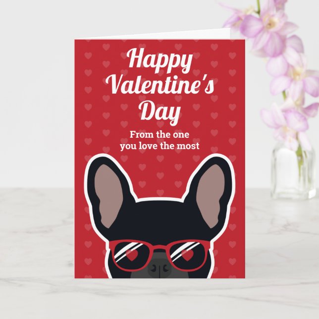 Carte de la Saint-Valentin pour chien bouledogue f (Orchidée)