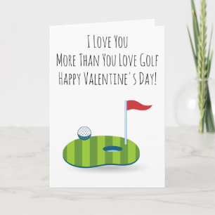 Carte de la Saint-Valentin pour golfeur Joueur de
