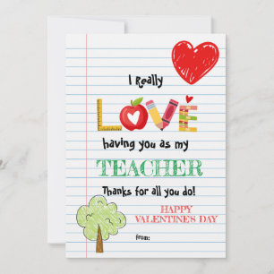 Carte de la Saint-Valentin pour l'enseignant