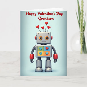 Carte de la Saint-Valentin pour petit-fils Robot