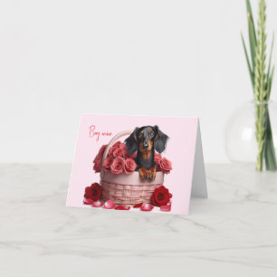 Carte de la Saint-Valentin pour teckel à longs poi