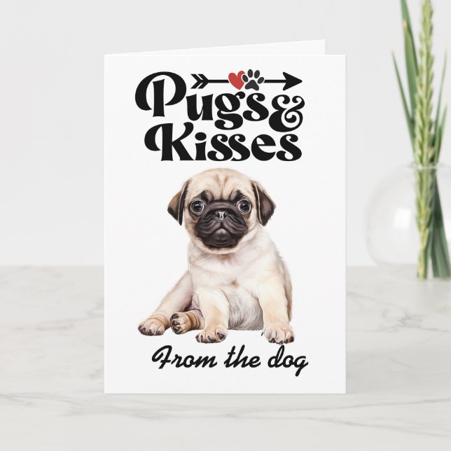 Carte de la Saint-Valentin Pugs et Bisous (Devant)