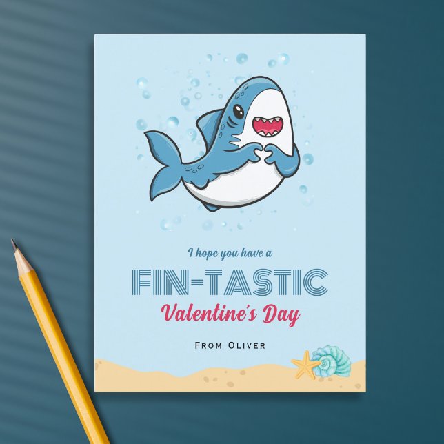 Carte de la Saint-Valentin requin pour enfants (Créateur téléchargé)