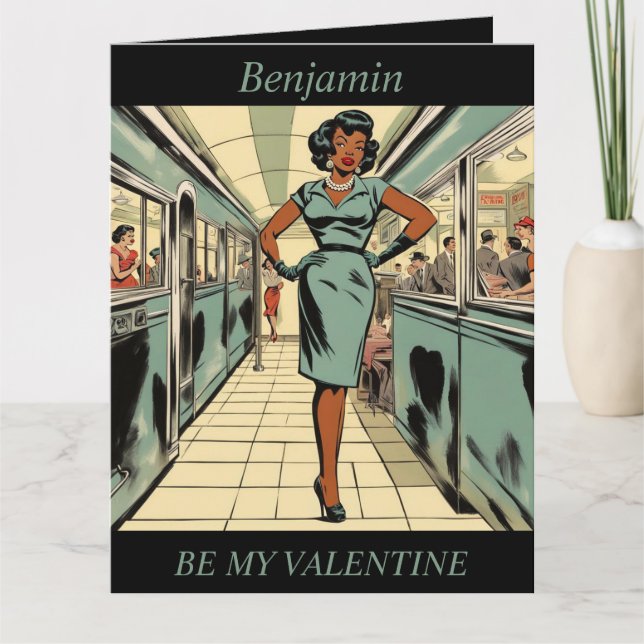 CARTE DE LA SAINT-VALENTIN Rétro années 50 pliable (Devant)
