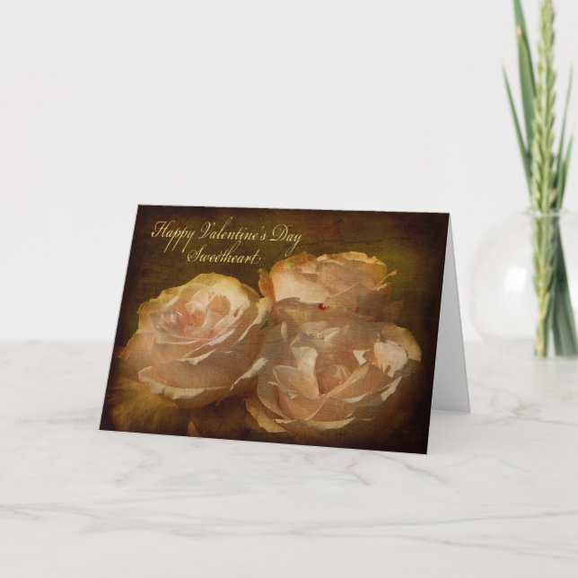 Carte de la Saint-Valentin Rose texturée (Devant)